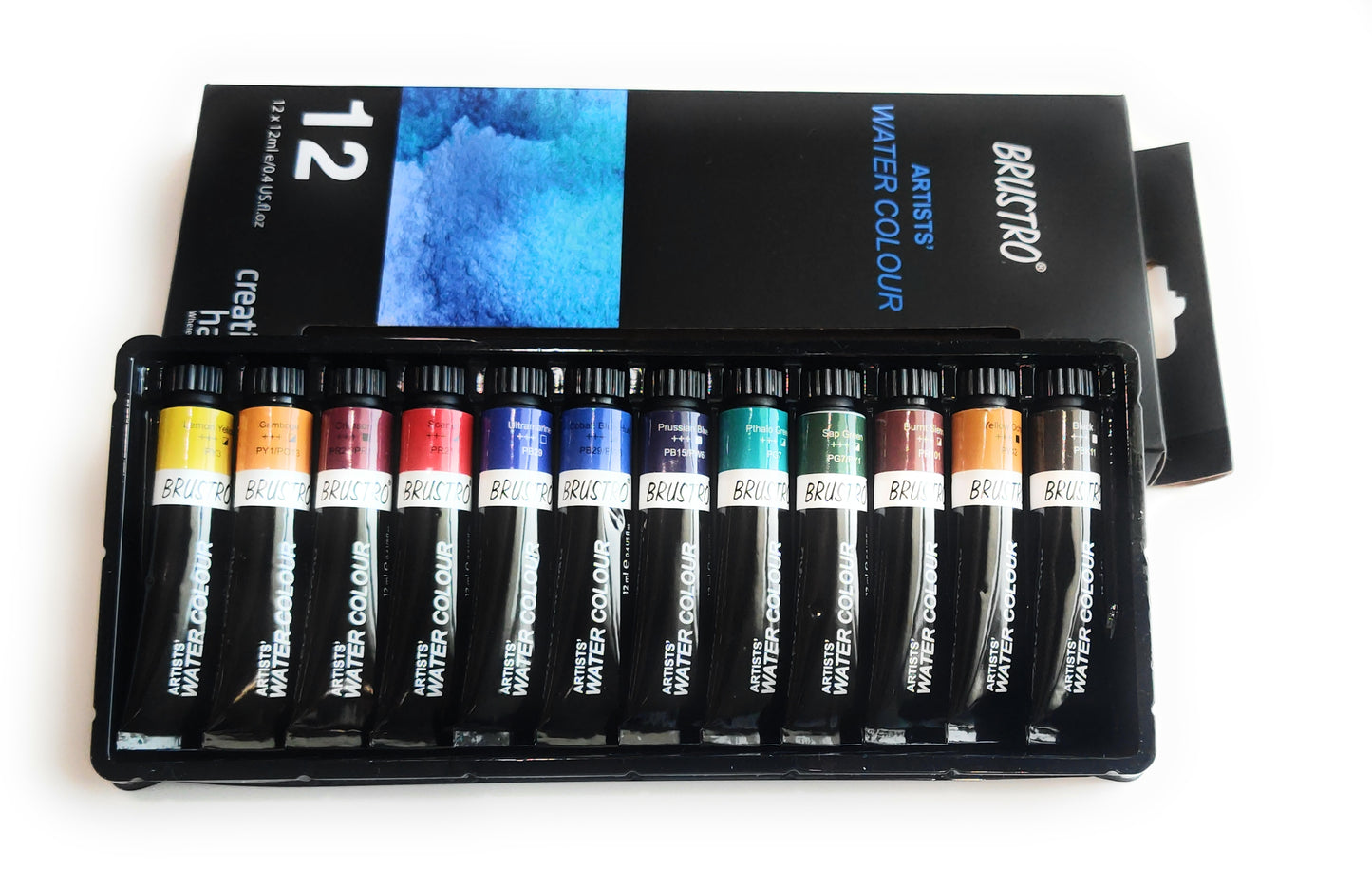BRUSTRO Artist's Watercolour Paint | Set of 12 Colours X 12ML Tubes