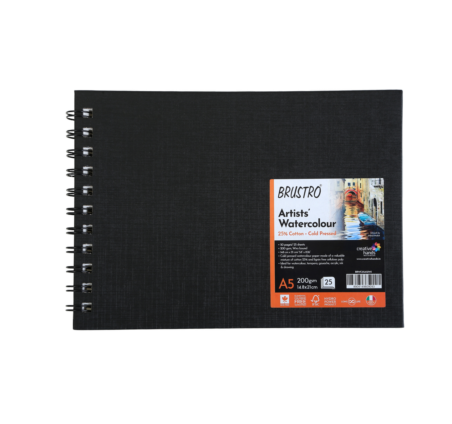 BRUSTRO Artists Watercolour Pencil Set of 72 (in Elegant tin Box) with Artist Watercolor Journal, A5, 200gsm. 30 sheets, 25% cotton.