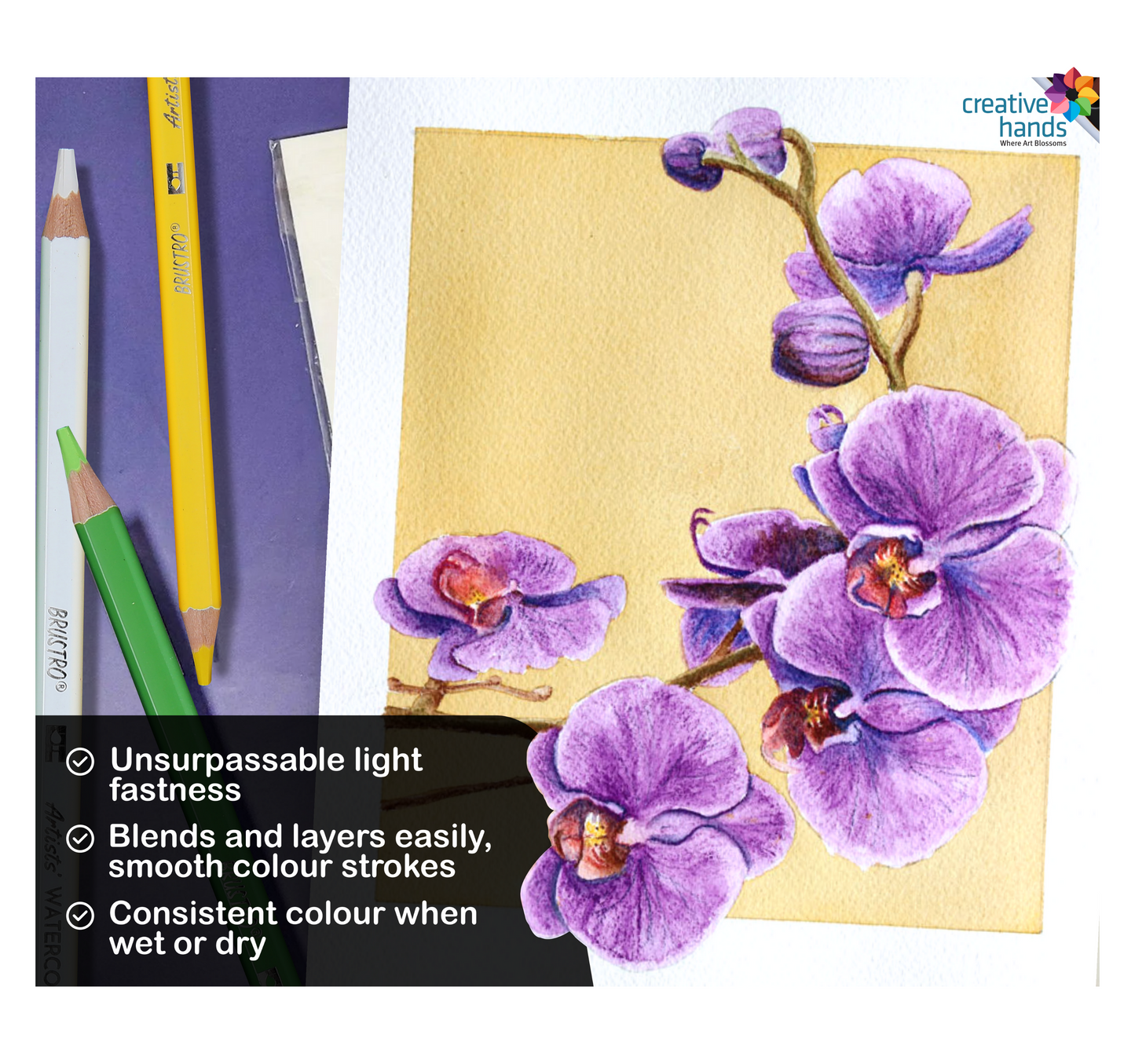 BRUSTRO Artists Watercolour Pencil Set of 72 (in Elegant tin Box) with Artist Watercolor Journal, A5, 200gsm. 30 sheets, 25% cotton.