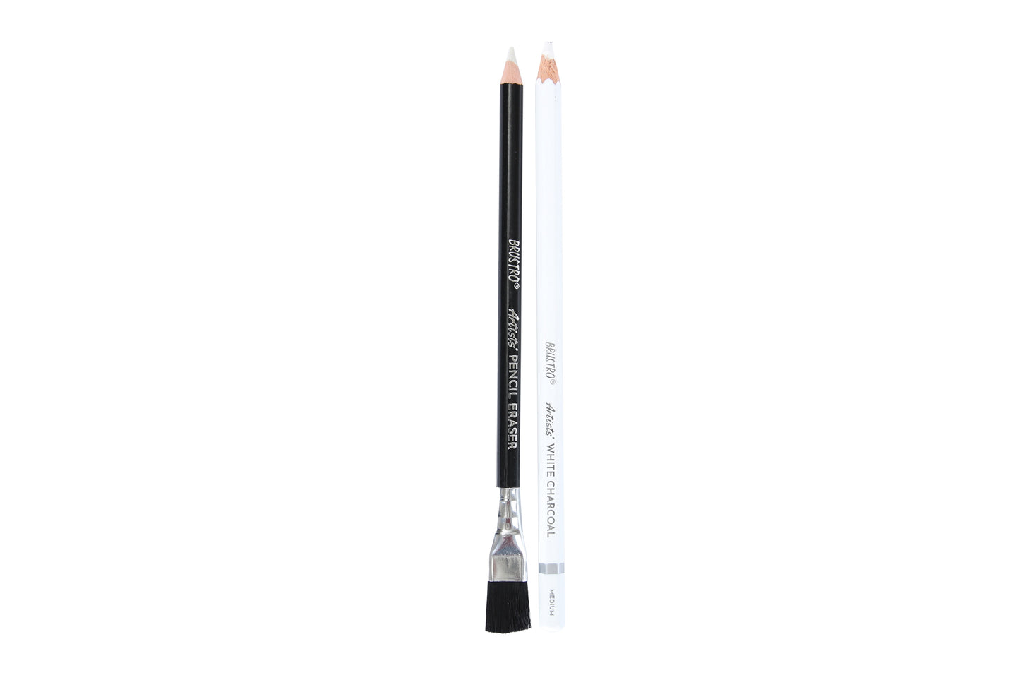 BRUSTRO Artists White Charcoal Pencil Set | 5mm, Set of 3 + 1 Pencil Eraser | Ideal for Students,Adults, School,Office use, Charcoal works, Sketching, Shading, Blending, Drawing, Art, Craft, Non-toxic