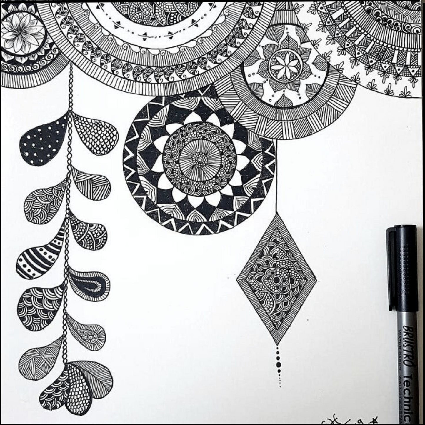 BRUSTRO Technical Pen | Black | Pack of 6 - Tip Size - 0.5mm | Ideal For Mandala, Drawing,Artist Illustration,Sketching