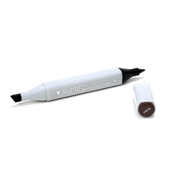 BRUSTRO Twin Tip Alcohol Based Marker| Black | 1-7mm line, Fine 0.7mm, Waterproof | Ideal for Texturing,Sketching,Interior & Fashion Design,Graffiti,Professional Comic Artist, Architect,Fine Art