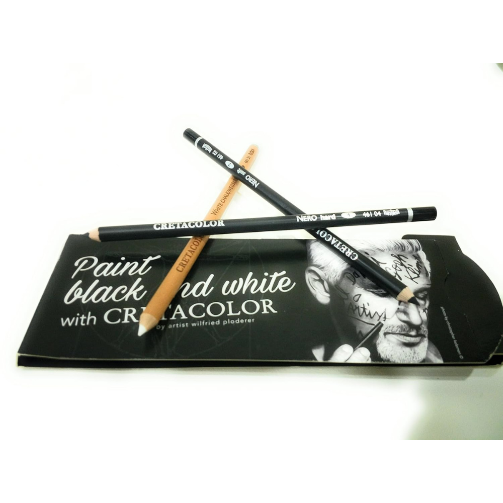 Try It ! Cretacolor Black & White Pencils (White Chalk & 2 Nero)