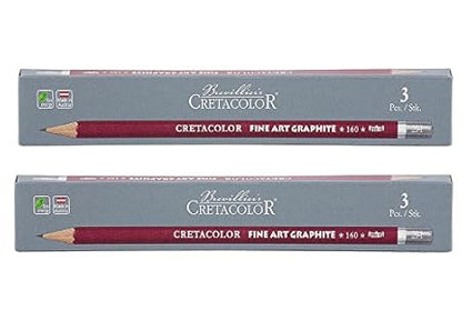 Cretacolor Cleos Fine Art Graphite Set of 3 Pencils (Pack of 2)(OPEN STOCK)