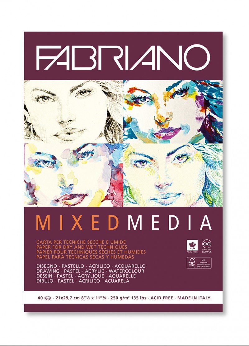 Fabriano Mixed Media Papers, 250 GSM -40 White Sheets (21 X 29.7 cm)