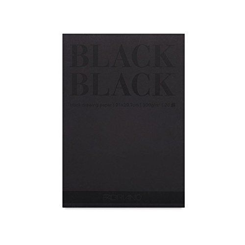 Fabriano Block Black Black 21 X 29.7 cm 300 GSM Pastel Drawing Paper. 20 Black Color Sheets