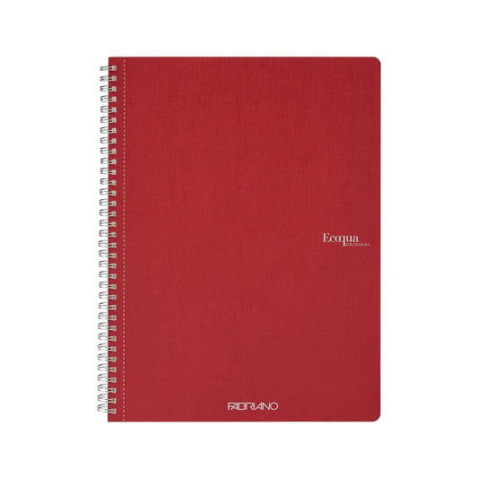 Fabriano Ecoqua Spiral Bound Original Notebook | A4, 5mm Graph Square, 70 Sheets, Cherry | Chlorine Free, Acid Free Paper, Recyclable