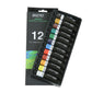 BRUSTRO Artist's Acrylic Colours (Set of 12x12 ml Tubes) With Glued Paper Pad 400 GSM, A4-12 Sheets and Gold Taklon Brushes, Set of 8|Ideal For Professional Painting, Fine Art, Wet Techniques