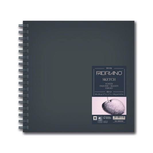 Fabriano Spiral Sketchbook, Size - 30 X 30 cm, 110 GSM, Contains 80 Sheets of White Colour