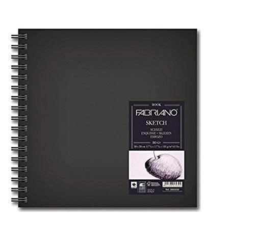 Fabriano Spiral Sketchbook, Size - 30 X 30 cm, 110 GSM, Contains 80 Sheets of White Colour