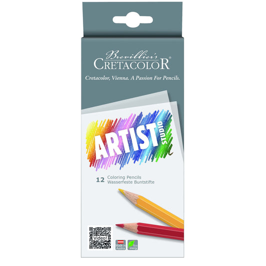 Cretacolor Artist Studio Colouring Pencils, Set of 12 , Assorted Bright Colours | Ideal for Coloring, Mandala, Shading, Drawing for  Fine Art Students and Professionals