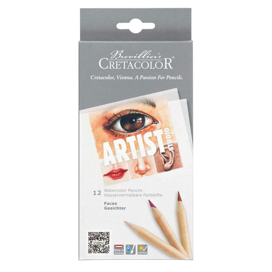 CRETACOLOR Artist Studio, Set of Watercolor Pencils, Skin Tones, Set of 12 PCS