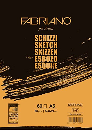 Fabriano Artists' Schizzi Sketch Glued Block 90 GSM A5, 60 Sheets