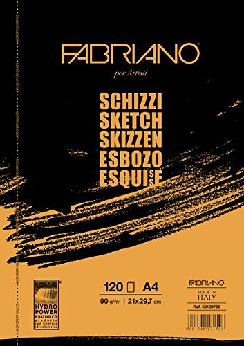 Fabriano Artists' Schizzi Sketch Glued Block 90 GSM A4, 120 Sheets