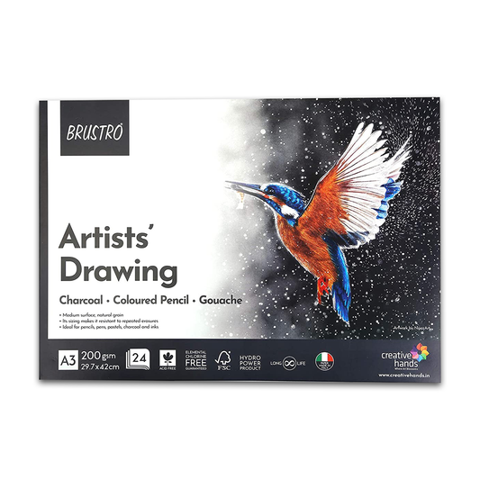 BRUSTRO Artist Drawing Glued Pad 200 GSM, A3, 24 Sheets