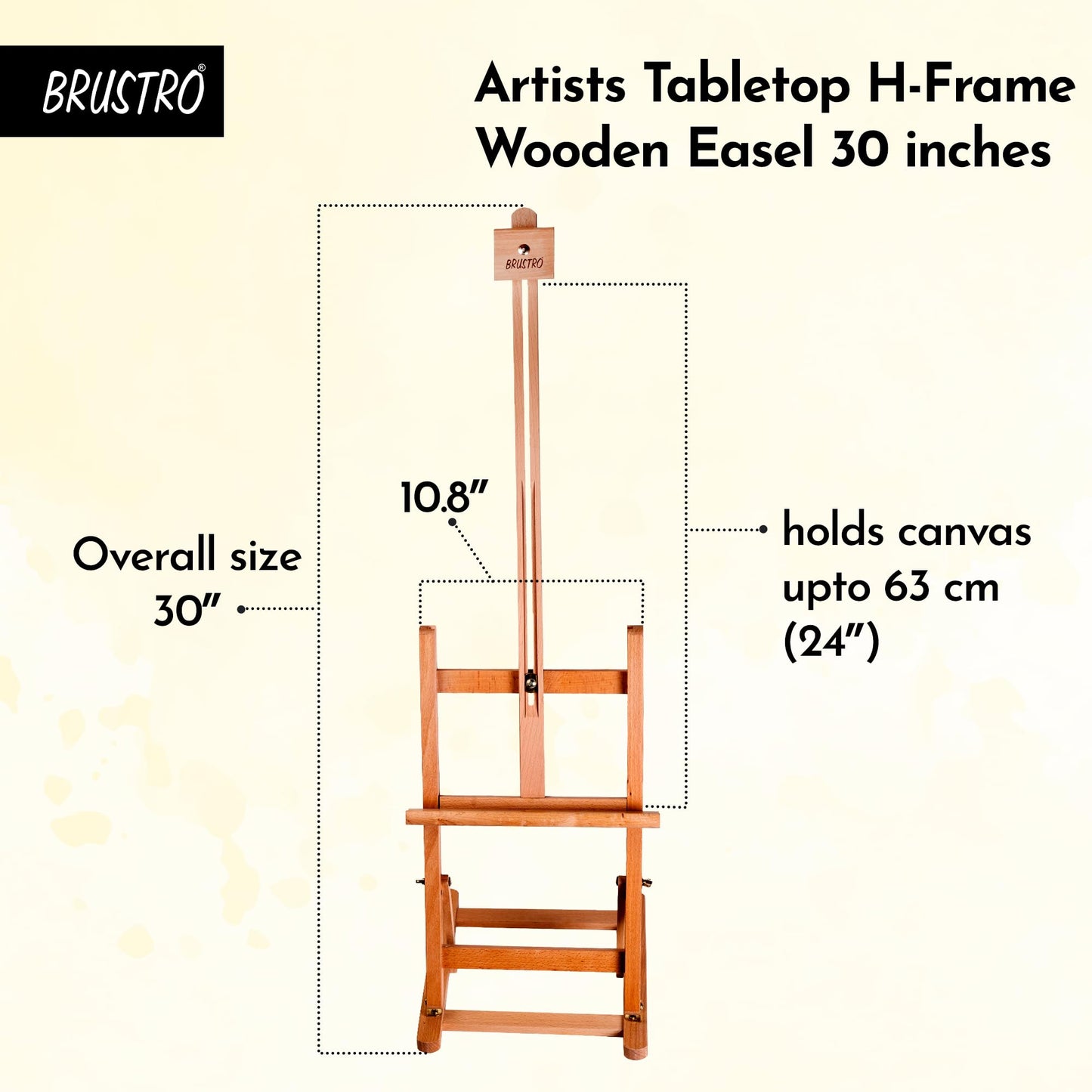 Brustro Artists Tabletop H-Frame Wooden Easel - 30 inches holds canvas up to 63 cm(24"). Canvas holder for acrylic and oil painting. Indoor and outdoor small art easel. Made of beechwood.