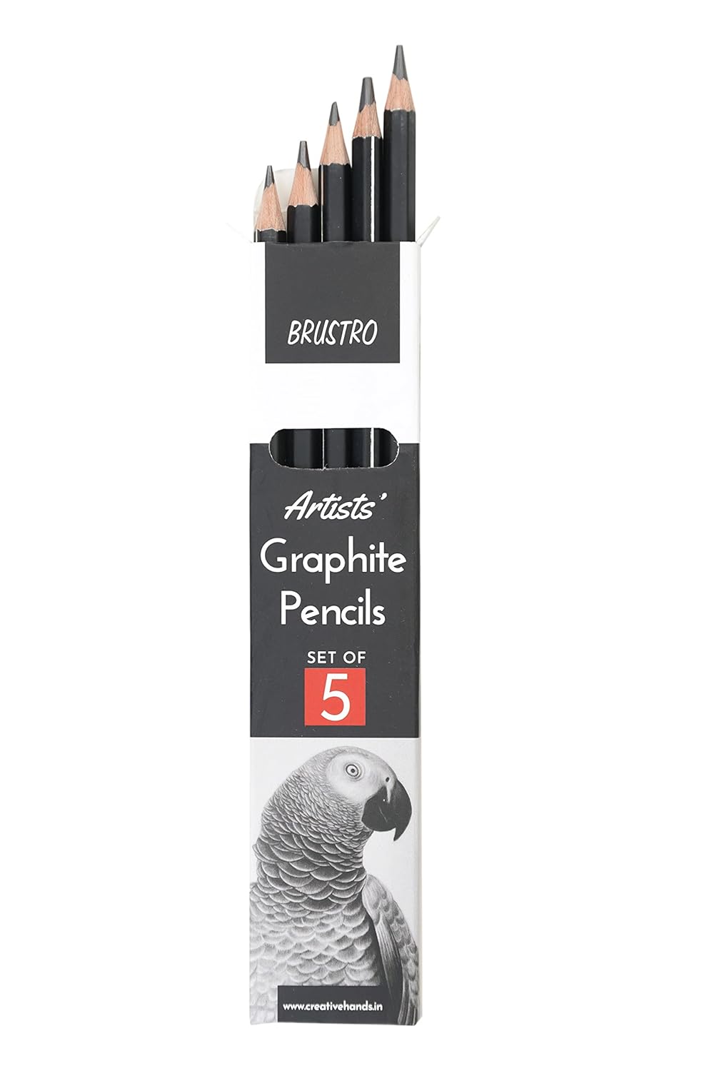 BRUSTRO Artist's Graphite Pencil set | Set of 5 (2B, 4B, 6B, 8B, 10B) | Pre Sharpened, Lightweight, Break-resistant, Ideal for Students and Adults, Students, Professional Drawing,Sketching,Mandala Art