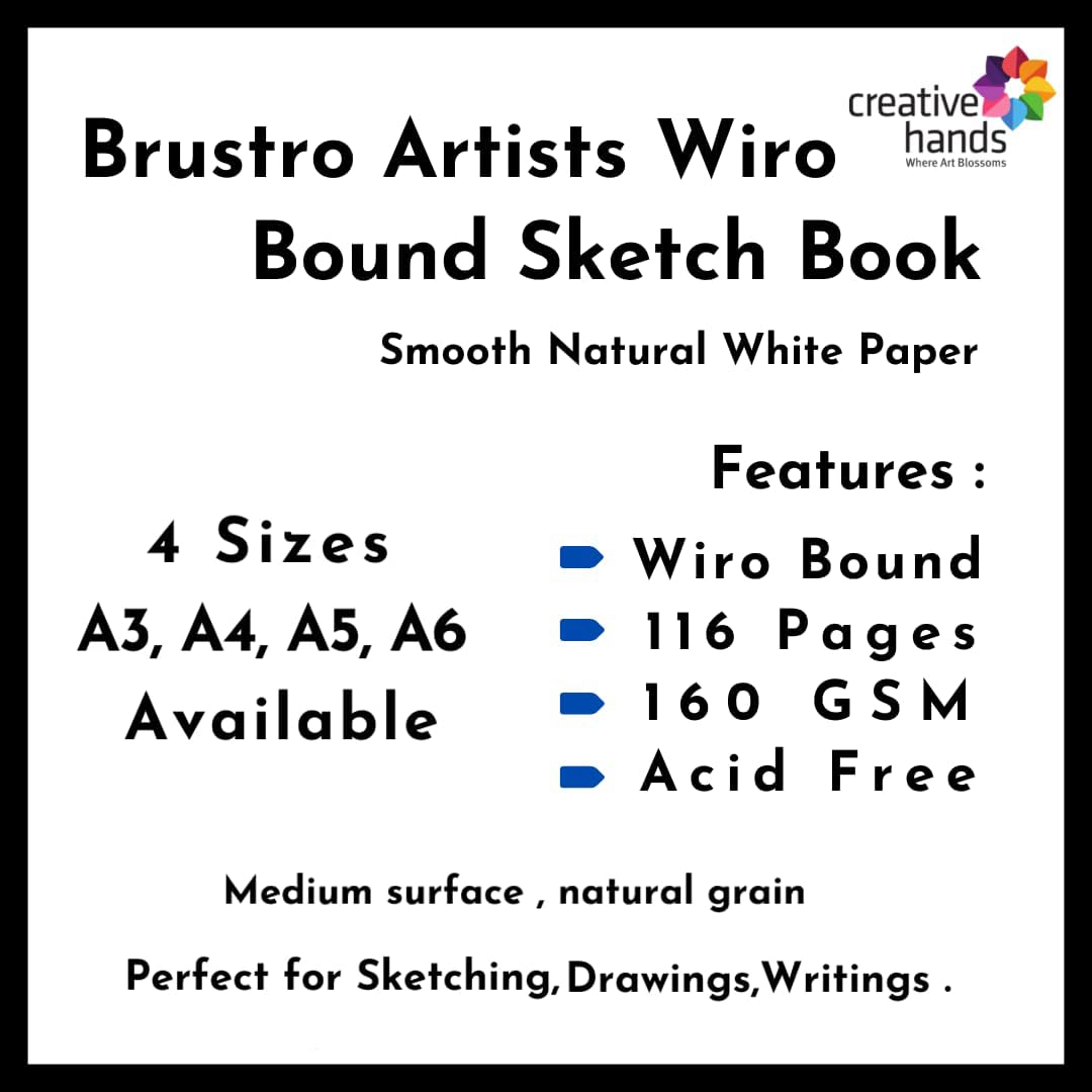 Brustro Artists Wiro Bound Sketchbook, A6 (Small 105 x 148 mm) Size, 116 Pages, 160 GSM (Acid Free)