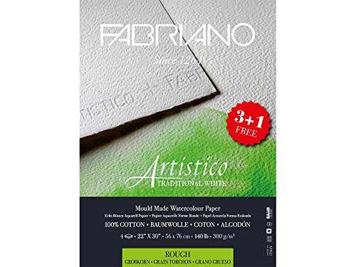 Fabriano Artistico Traditional White Watercolour Paper Rough 300 gsm ( 3+1 free ) 22 inch X 30 inch