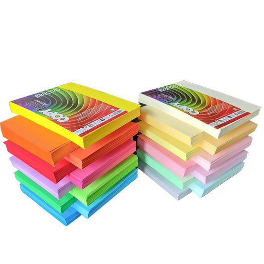 BRUSTRO Copytinta Mixed Bright & Soft Colour Craft Paper| A4 Size | 80 GSM |Pack of 80 Sheets (20 colors x 4 sheets)|Ideal for Origami ideas,Office, Printing, Stationery,DIY Art,Craft,Students, Adults