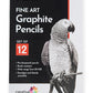 BRUSTRO Artists Fineart Graphite Pencil Set of 12 (10B-2H) ECO PVC dust Free Eraser (Pack of 2)