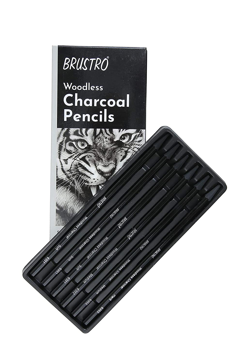 Brustro Slim Battery Operated Eraser + Woodless Charcoal Pencil + A5 Drawing Paper (32+8 Sheets)
