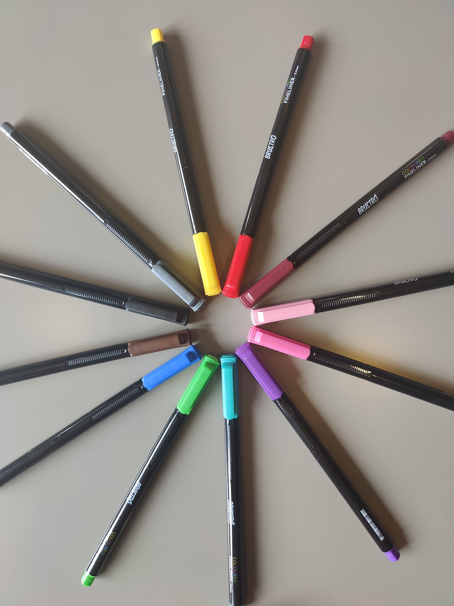 BRUSTRO Coloured Fineliner set of 12, 0.4mm. Ideal For writing, drawing, doodles, mandala etc.