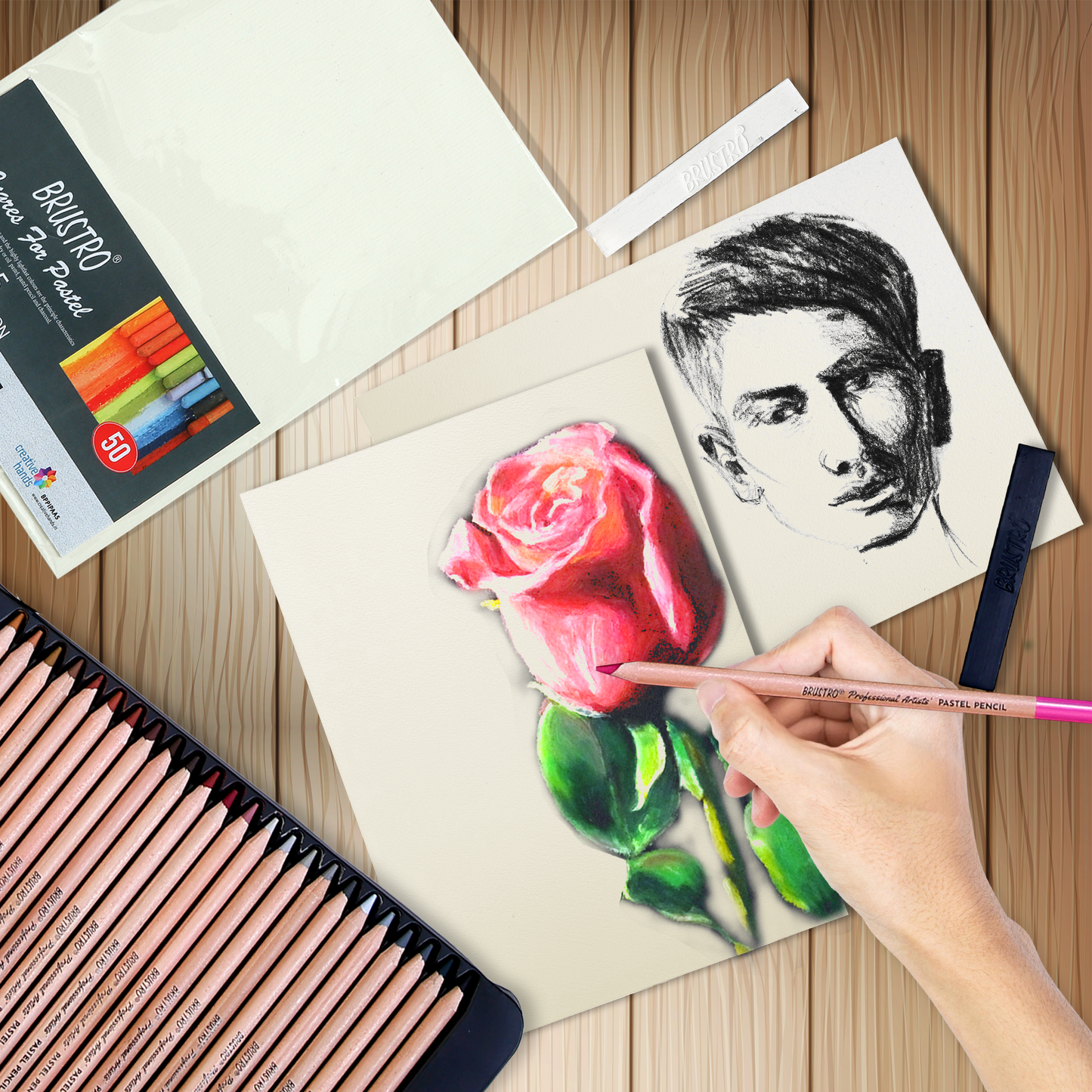 Brustro Artist's Pastel Papers, A5 Size, 160 GSM, Assorted Soft, 50 Sheets