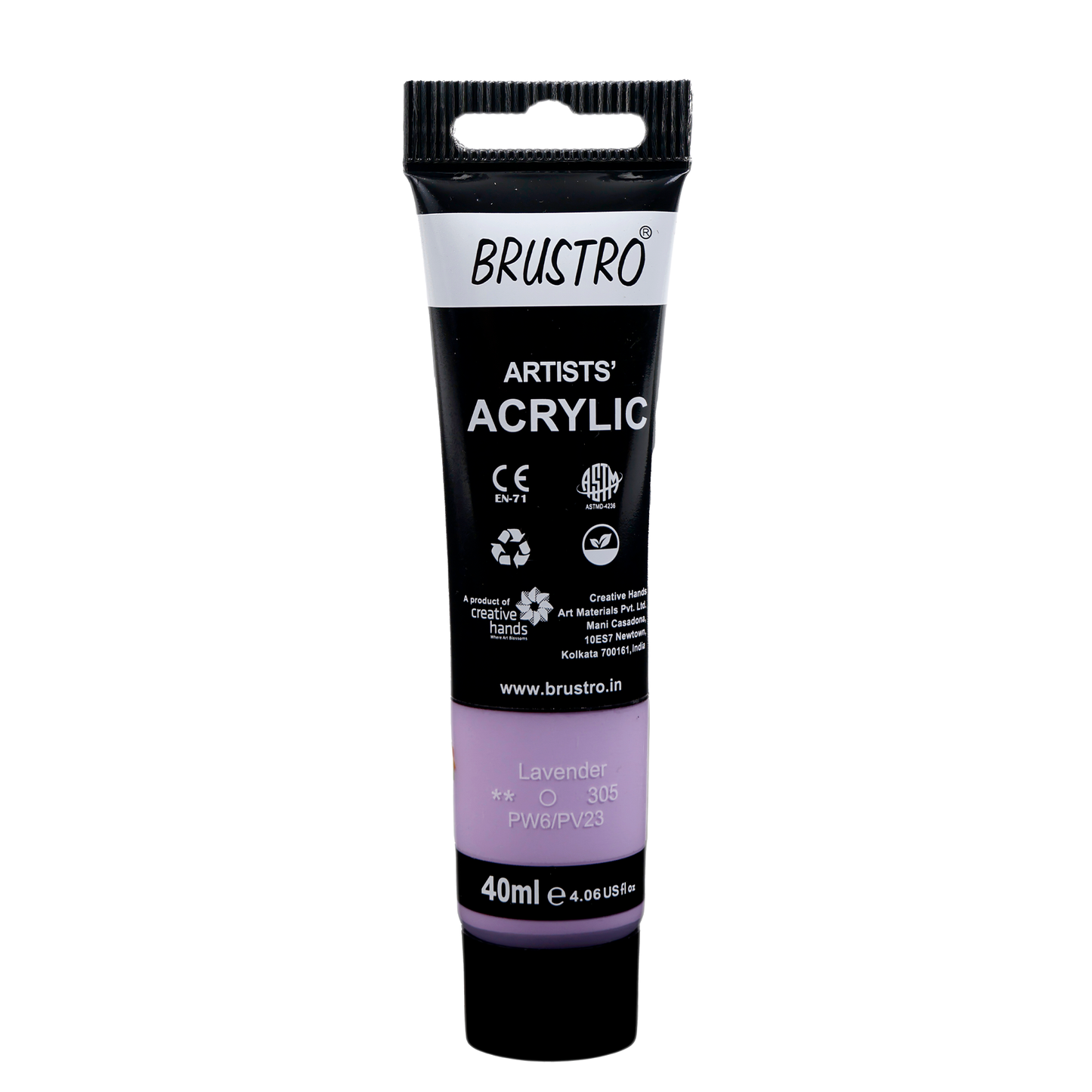BRUSTRO Artists Acrylic Paint Tube | 40ml, Lavender | Pastel Tone|Non-Toxic, Water based, Inter Mixable, Ideal for Painting, Textured Effects on Canvas, Paper, Fine Art Student and Professionals