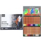 Brustro Artist Drawing Glued Pad (200 GSM,A4,24 Sheets,Natural Grain,Medium Surface) With Cretacolor Fine Art Pastel Pencil Set of 72,Blue (in a Tin Box)|Ideal for Sketching,Painting,Charcoal,Gouache