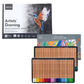 Brustro Artist Drawing Glued Pad (200 GSM,A4,24 Sheets,Natural Grain,Medium Surface) With Cretacolor Fine Art Pastel Pencil Set of 72,Blue (in a Tin Box)|Ideal for Sketching,Painting,Charcoal,Gouache