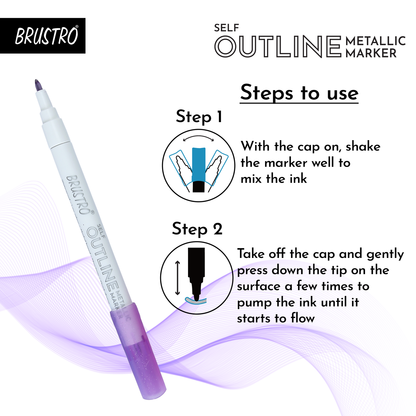 BRUSTRO Self Outline Metallic Marker Set Of 8