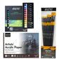 BRUSTRO Artists ’ Acrylic Colour Set of 24 Colours X 12ML Tubes with Glued Pad 400 GSM, A4-12 Sheets and Gold TAKLON Set of 10 Brushes
