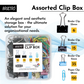 BRUSTRO Assorted Clip Box | Includes 120 Paper Clips-28mm & 56 Binder Clips (25mm- 6 pcs| 19mm- 15 pcs| 15mm- 35pcs) | Home, Office, Stationery use, Ideal for Students and Adults, Reusable, Flexible