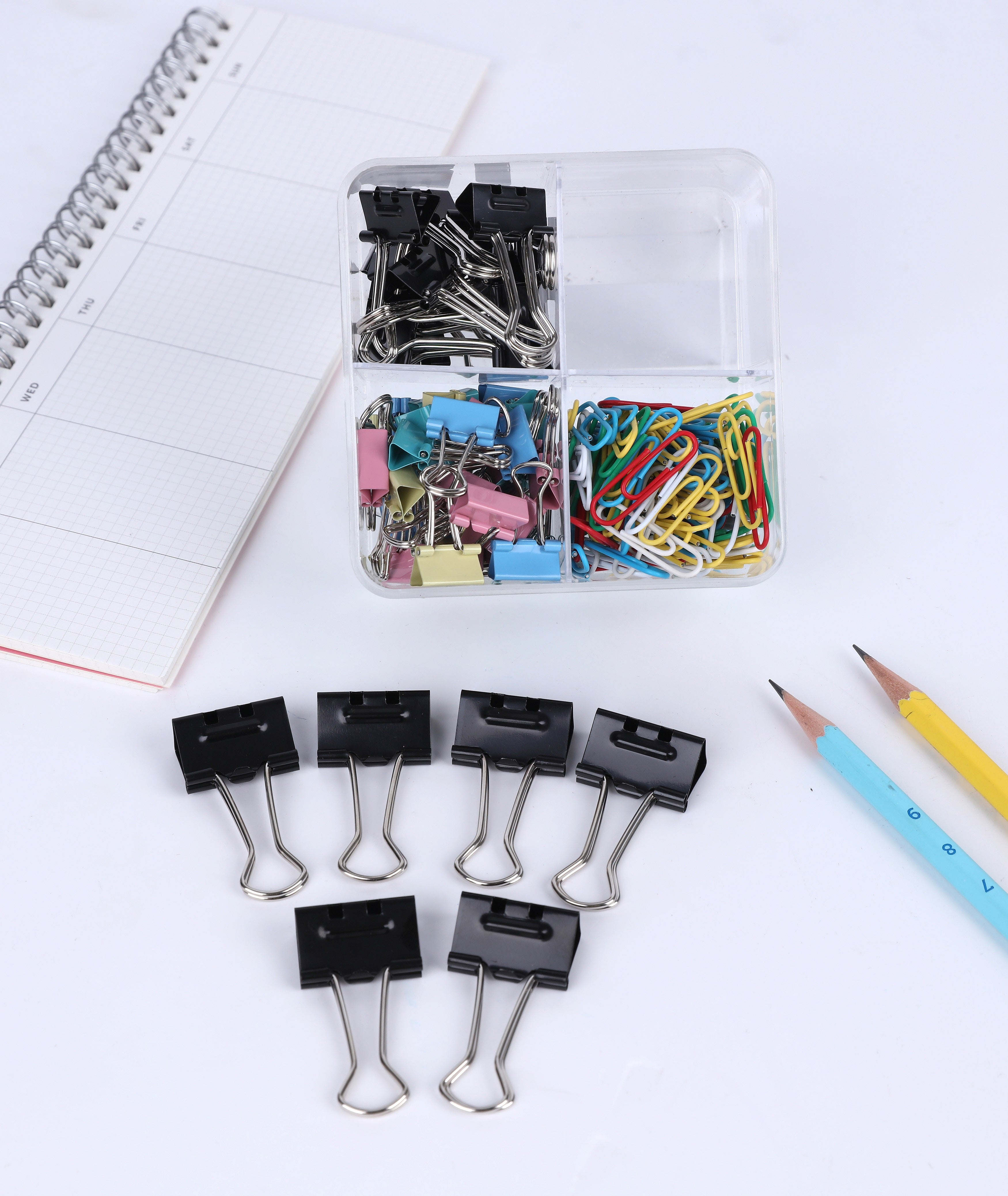 Brustro Clip Box Set of 56 Binder Clips and 120 Paper Clips