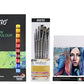 BRUSTRO Acrylic Paint Set of 24, Multicolour 12ml Tubes with Acrylic Papers 400 GSM A5, (Contains 18 + 6 Free Sheets) and VelveTouch Artist Brushes set of 6