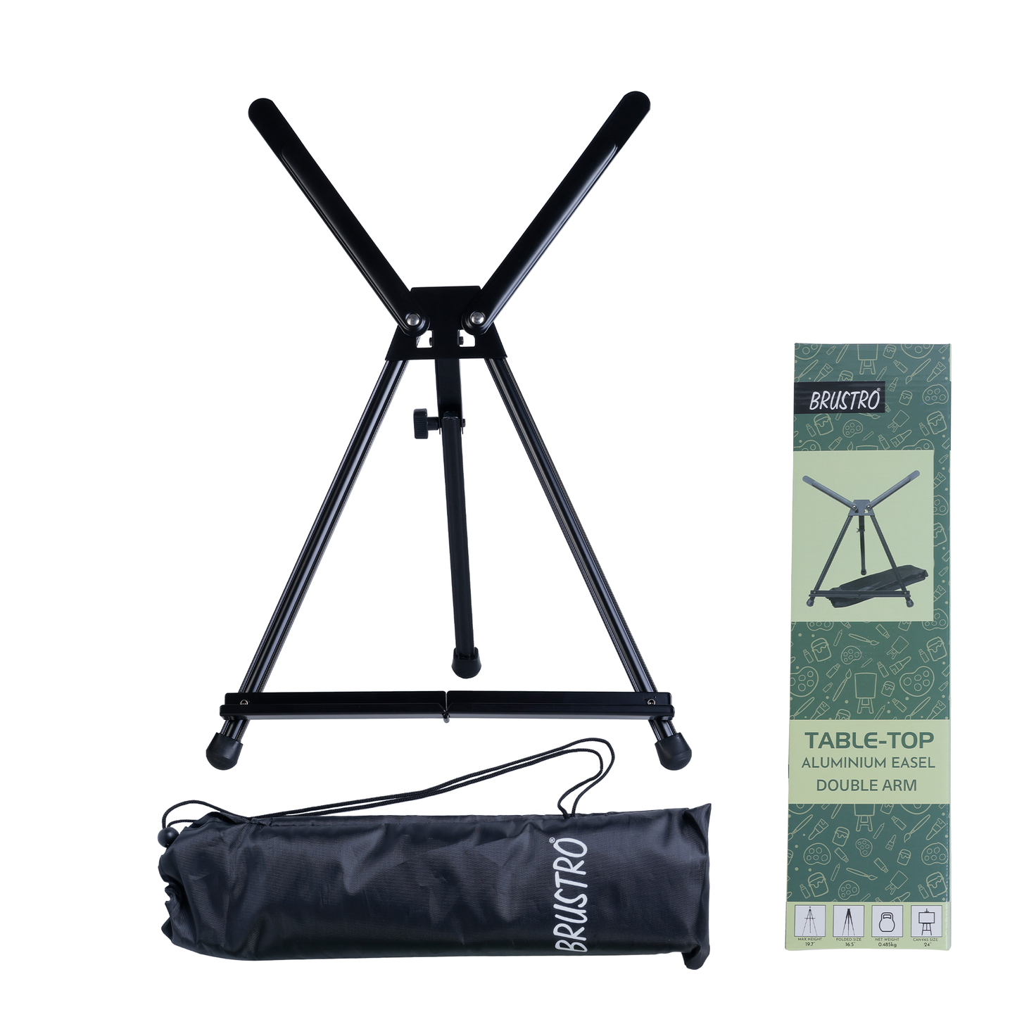 Brustro Aluminum Tabletop Double Arm Easel Tri-Pod Design with Rubber Feet Size - 24" inch