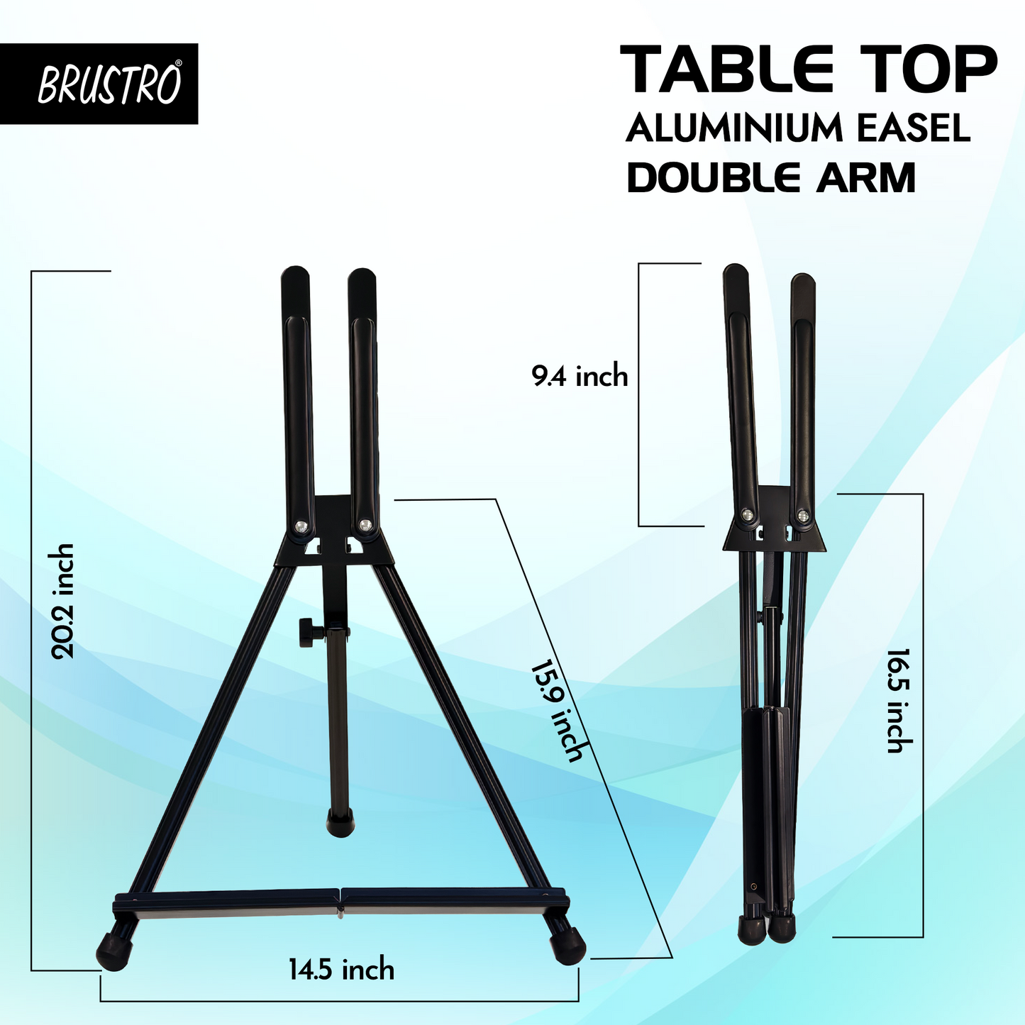 Brustro Aluminum Tabletop Double Arm Easel Tri-Pod Design with Rubber Feet Size - 24" inch