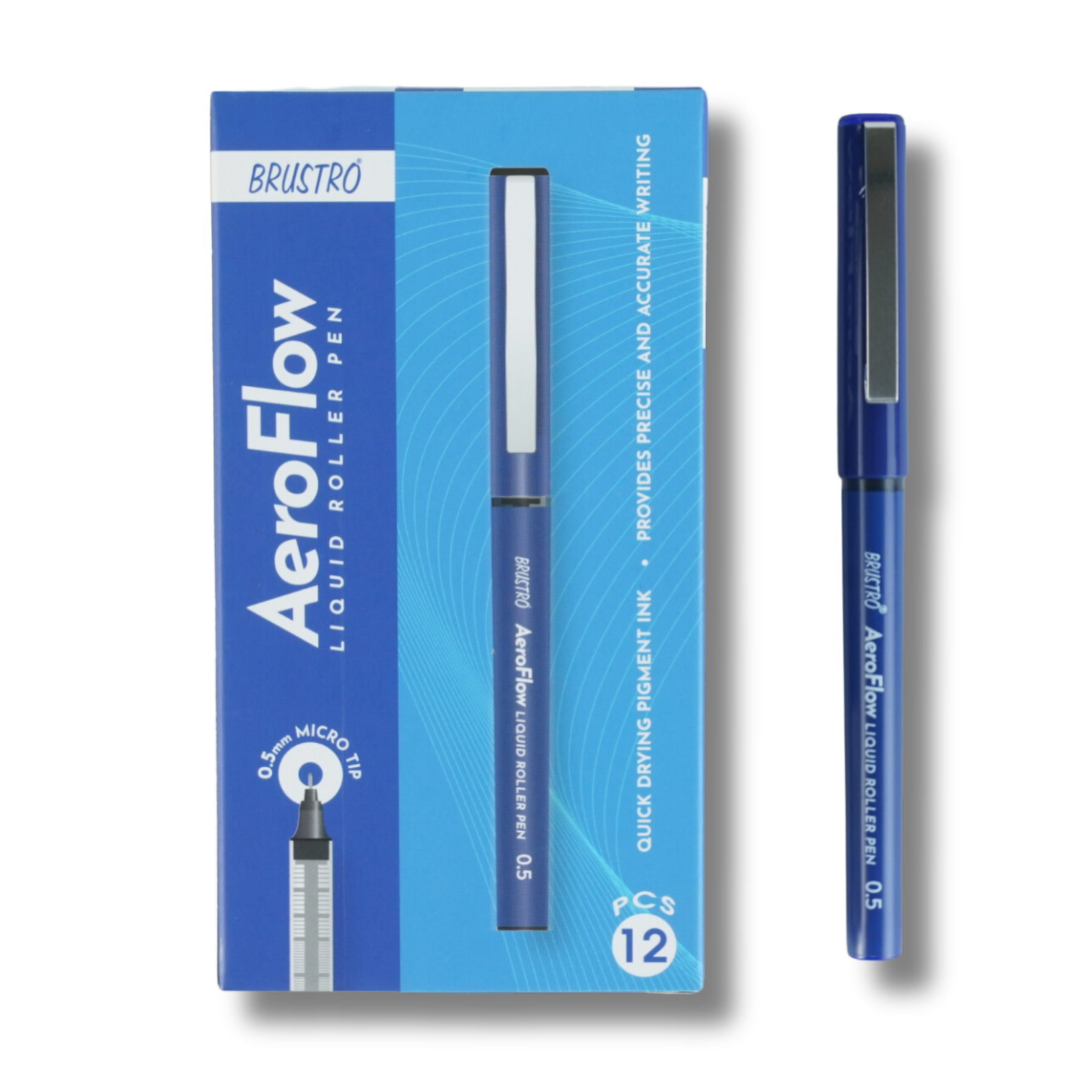 BRUSTRO AeroFlow Liquid Ink Rollerball Pens 0.5 Micro Tip Pack of 12 ...