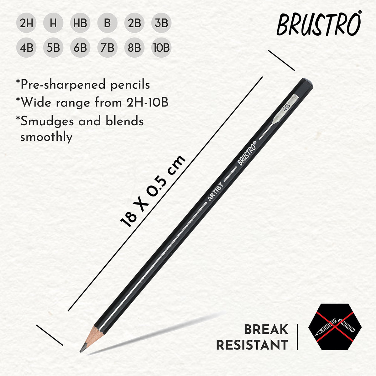 Brustro Sketching Wiro Pad,5x7 inches,160 GSM,30 Sheets with Graphite Pencil set of 12 (10B–2H)Tin Box. Sketch and Drawing Gift