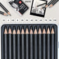 BRUSTRO Artists Fineart Graphite Pencil Set of 12(10B-2H) with Elegant Tin Box With Studio Drawing Book,Blank 80 Pages, Wiro Bound, A4(8.3x11.7 inches), 140 GSM,Perforated Sheets|For Sketching,Writing