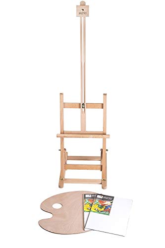 Brustro Artists Tabletop H-Frame Wooden Easel - 30 inches, with 2 Canvas Boards and 1 Colour Pallatte| Holds Canvas upto 24 inches,Lightweight,Collapsible|Ideal for Drawing, Indoor & Outdoor Painting