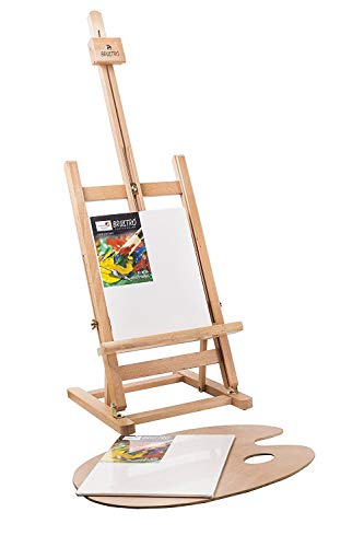 Brustro Artists Tabletop H-Frame Wooden Easel - 30 inches, with 2 Canvas Boards and 1 Colour Pallatte| Holds Canvas upto 24 inches,Lightweight,Collapsible|Ideal for Drawing, Indoor & Outdoor Painting