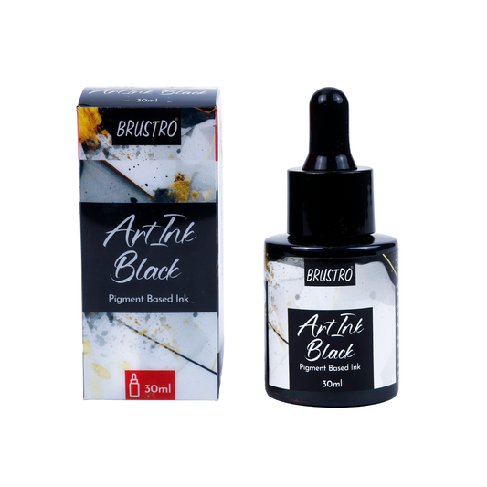 BRUSTRO ArtInk Pigment Based Ink, Black, 30ml | Water-Resistant & Lightfast, Ideal for Drawing, Calligraphy, Brush and Dip Pens, Illustration, Journaling & Detailed Artwork