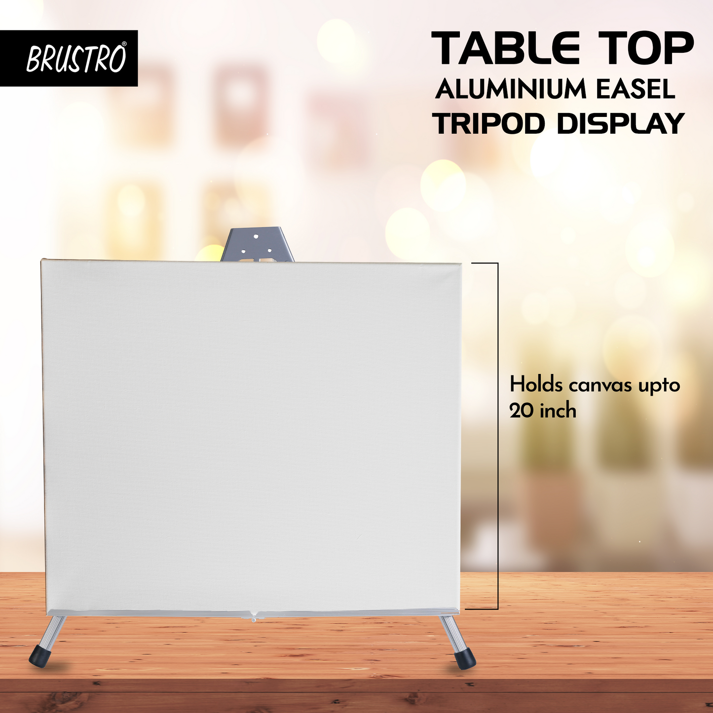 Brustro Aluminum Tabletop Easel Tri-Pod Design with Rubber Feet . Canvas Holds Upto 20”