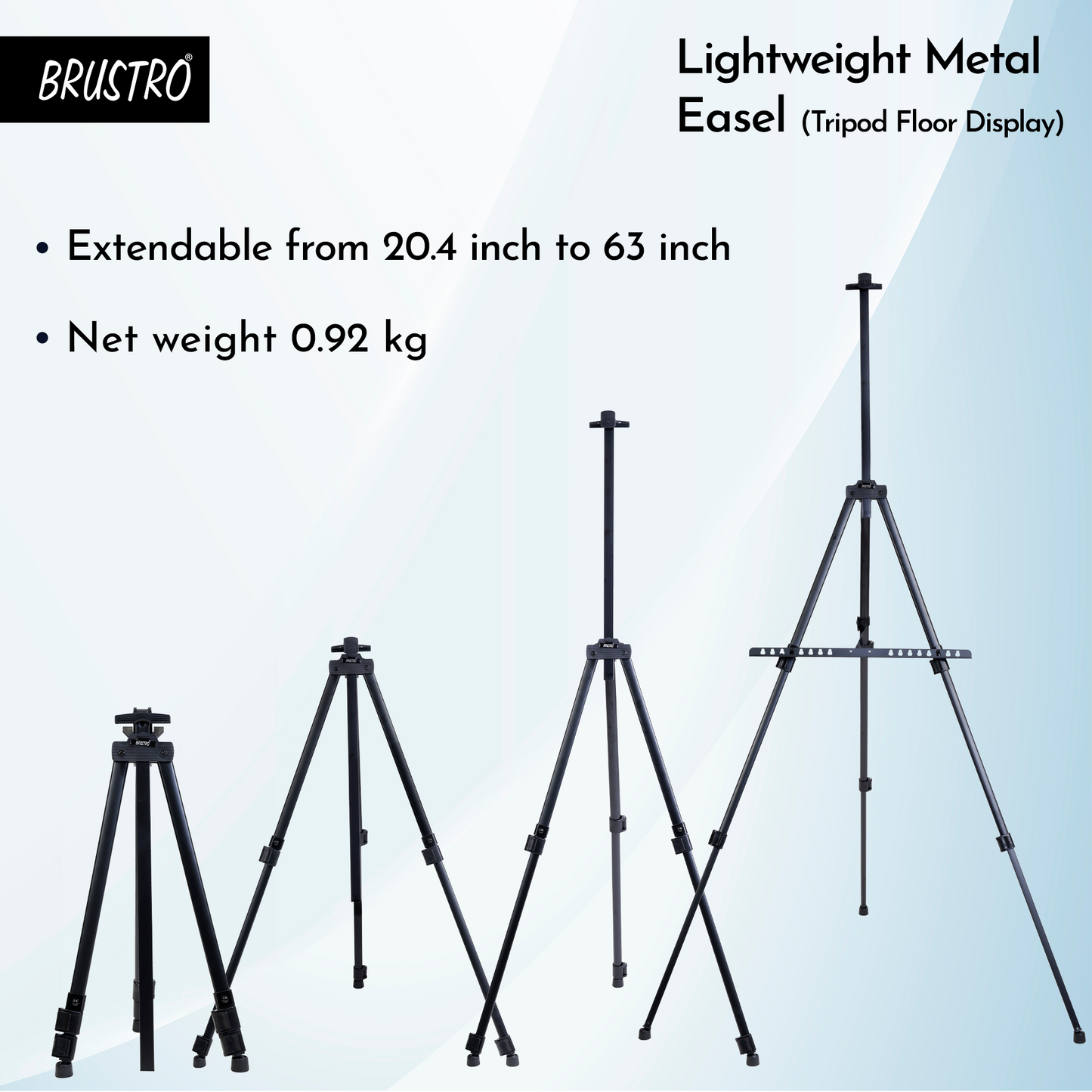 BRUSTRO Artists Lightweight Metal Easel | Holds Canvas from 6" to 32" | Portable, Multifunctional, Foldable, Ideal for Painting Display, field & tabletop with Weatherproof Carry Bag