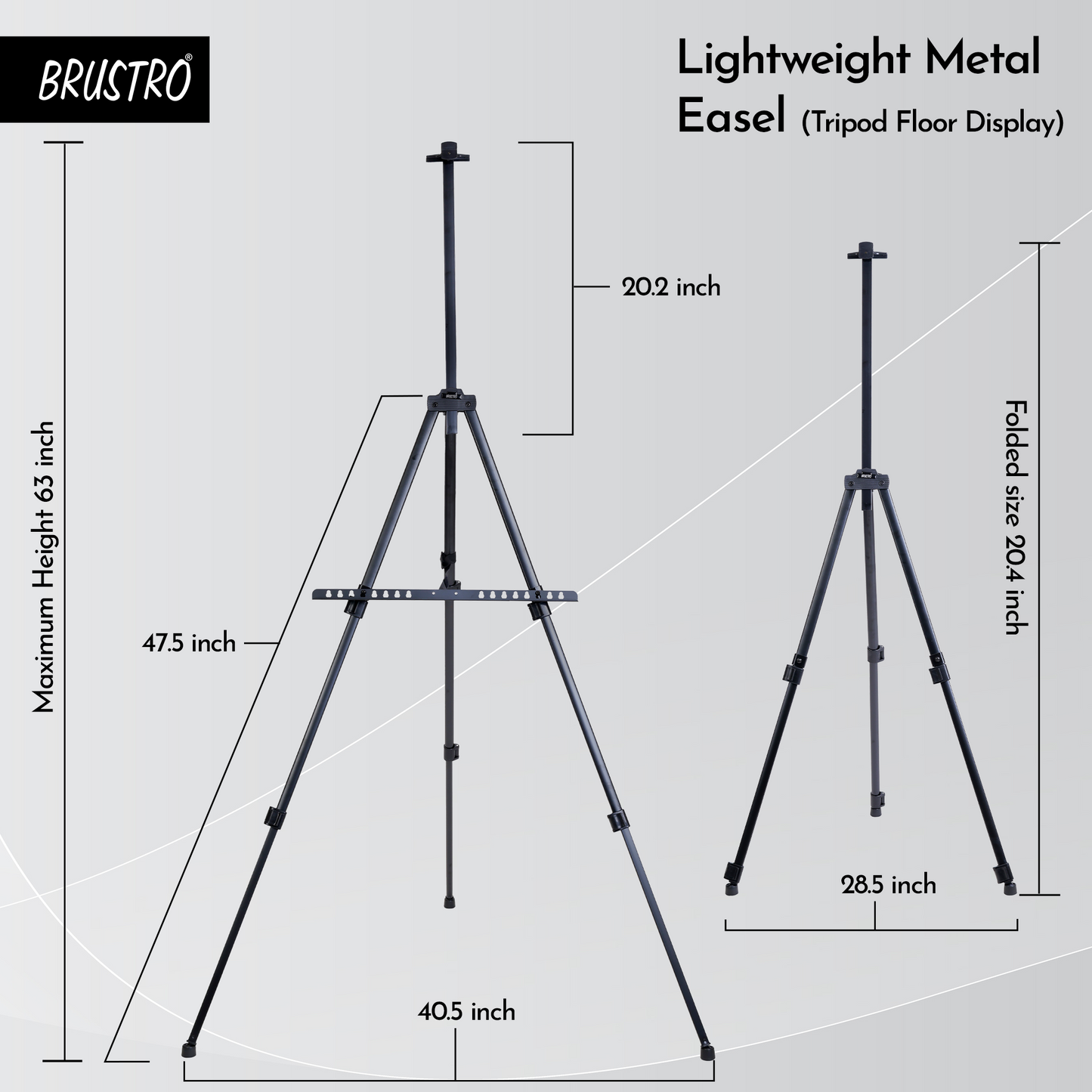 BRUSTRO Artists Lightweight Metal Easel | Holds Canvas from 6" to 32" | Portable, Multifunctional, Foldable, Ideal for Painting Display, field & tabletop with Weatherproof Carry Bag