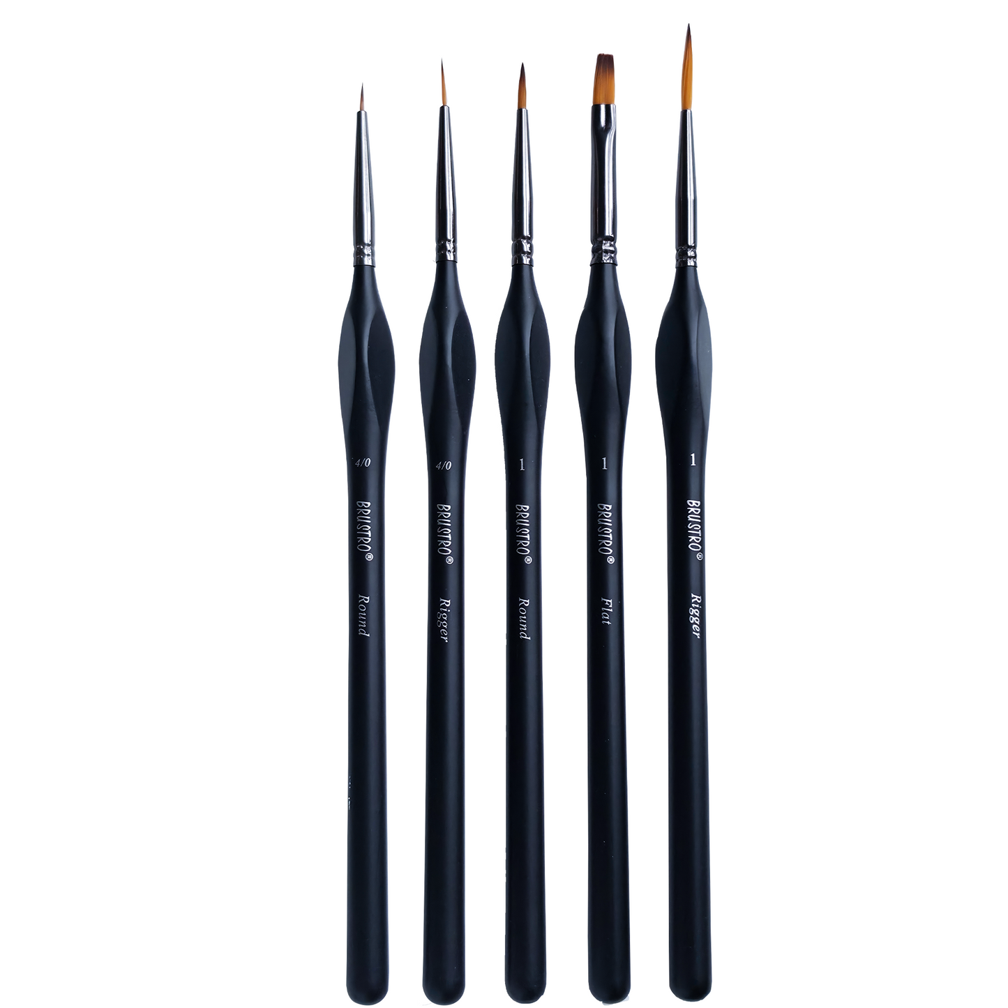 BRUSTRO Artists’ Miniature Precision Brushes - Set of 5 | Synthetic Bristles, Detail Fine Tip | Ideal for Watercolour, Acrylic, Gouache & Oil Colors, Art Painting Tools, Paint Brush Set.