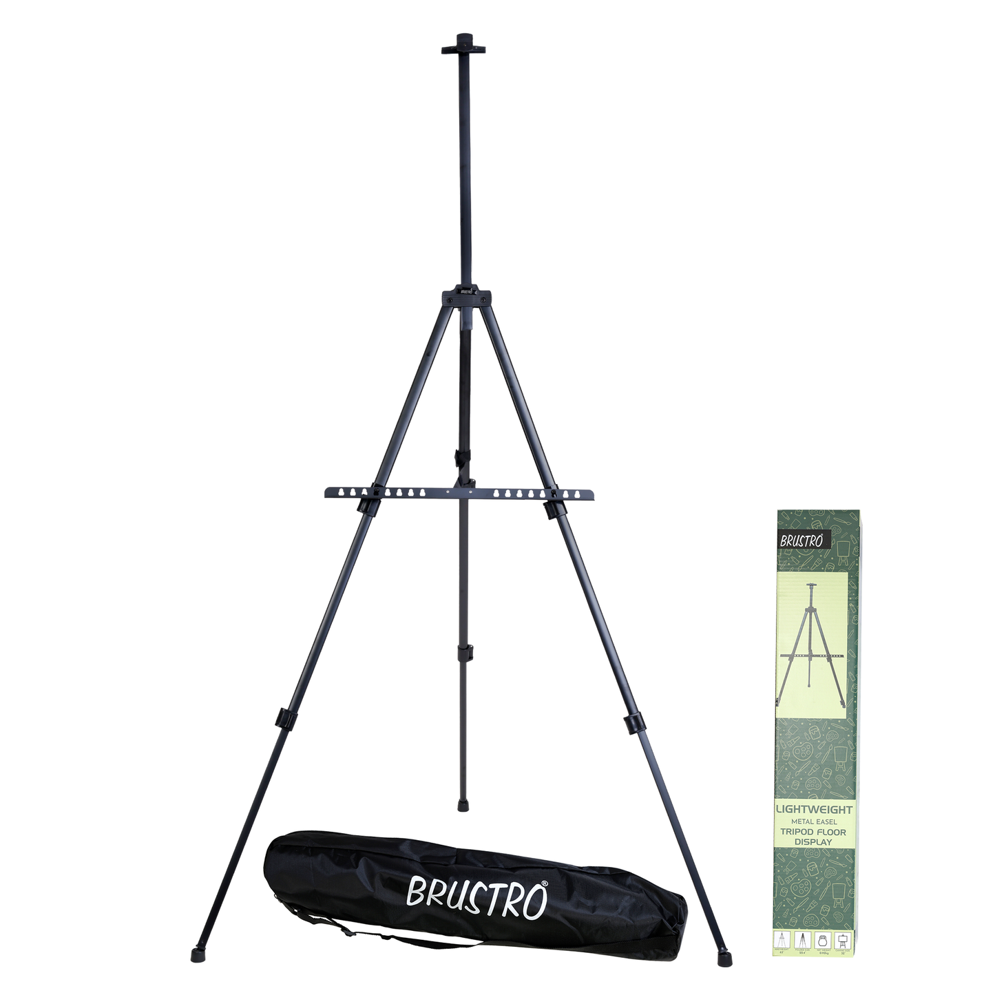 BRUSTRO Artists Lightweight Metal Easel | Holds Canvas from 6" to 32" | Portable, Multifunctional, Foldable, Ideal for Painting Display, field & tabletop with Weatherproof Carry Bag