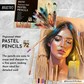 BRUSTRO Artists Pastel Pencils - Set of 72 Shades - 4mm Lead | Break Resistant, Erasable, High Pigmented, Vibrant Colours | Ideal for Drawing, Sketching, Mandala, Shading, Portrait, Fine Art Students.